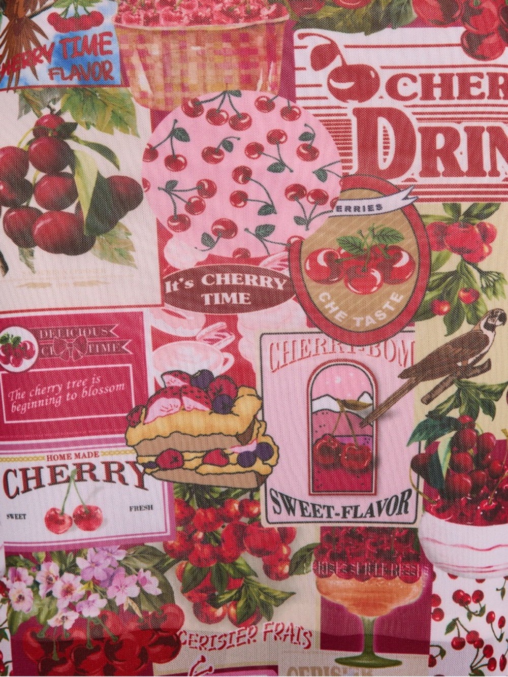 VICI Pink Cherry Print Midi Slip Dress with Side Slit - Picture 3 of 3